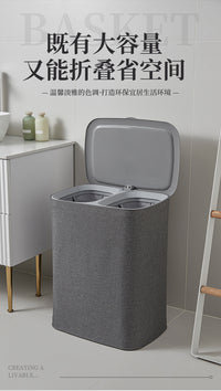 家用浴室脏衣篮脏衣筐卫生间落地可折叠收纳杂物袋布艺带盖收纳桶