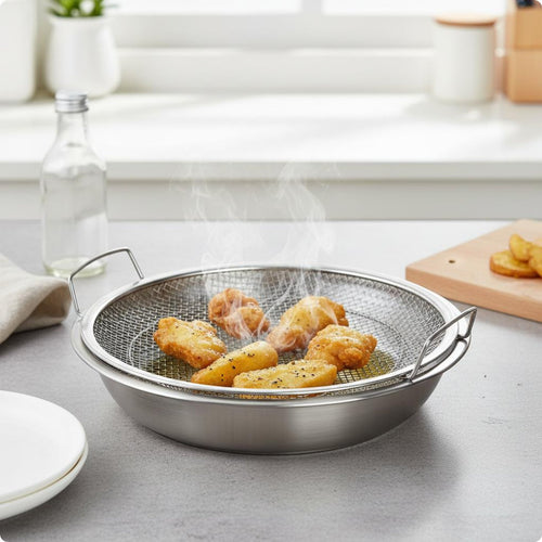 Mesh Draining Pan Heat-Resistant Fried Food Strainer Easy to Clean for Frying