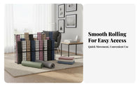 With Wheels Exercise Mat Storage Rack Heavy Duty Home Gym Equipment Organizer Rolling Fitness Equipment Cart for Apartment