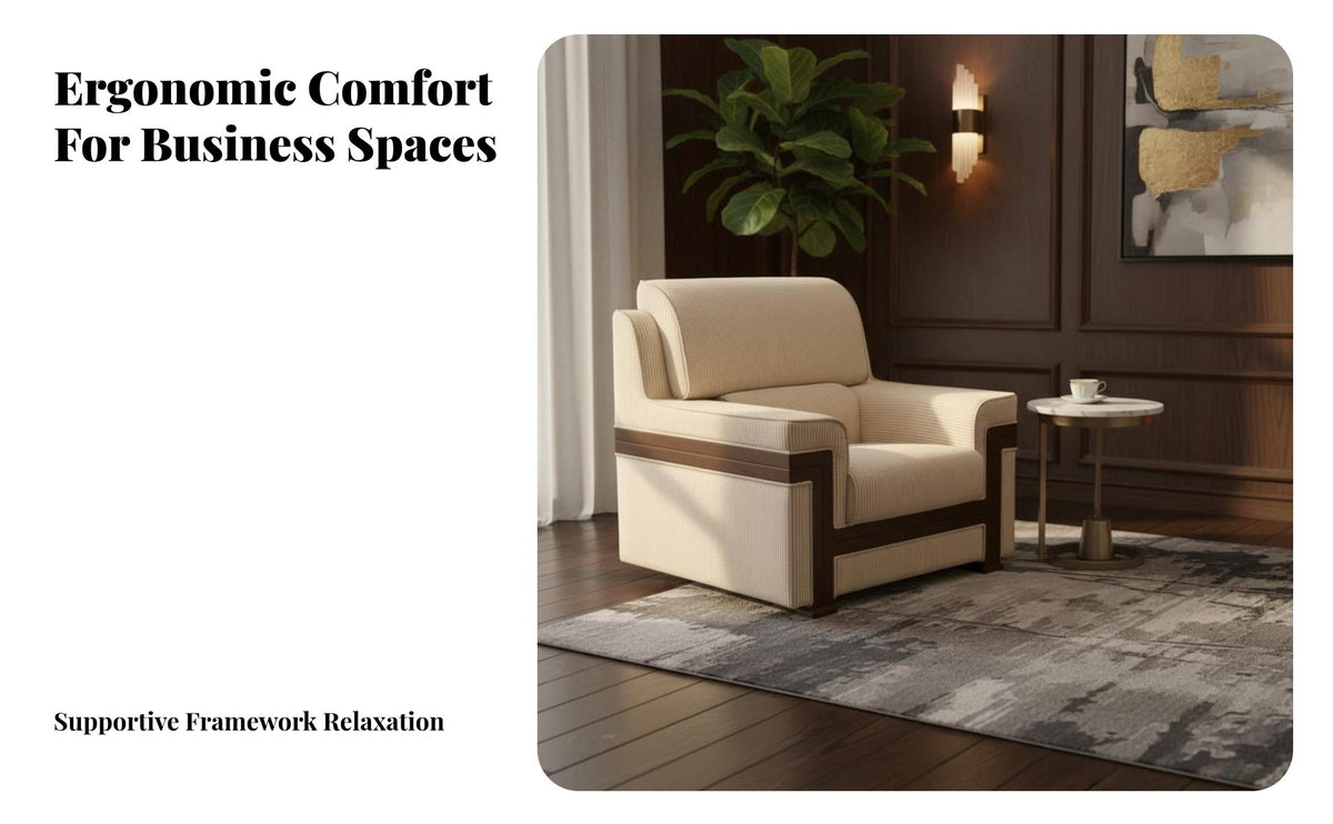 Supportive Padding Upholstered Single Sofa Thick Cushioning Upholstered Accent Chair Ergonomic Design Lounge Seating Sturdy Frame for Office Visitors, Business Professionals, Apartment Dwellers, Reception Area, Conference Room, Bedroom, perusing corner