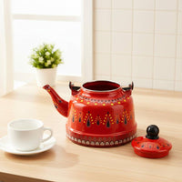 Enamel Stovetop Kettle Easy to Clean Vintage Dome Shaped Water Kettle Patterned Enamel Teapot