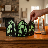 Halloween Wooden Hollowed-out Dark Series Tabletop Decoration, Festive Shape, Home Party Gift Ornament