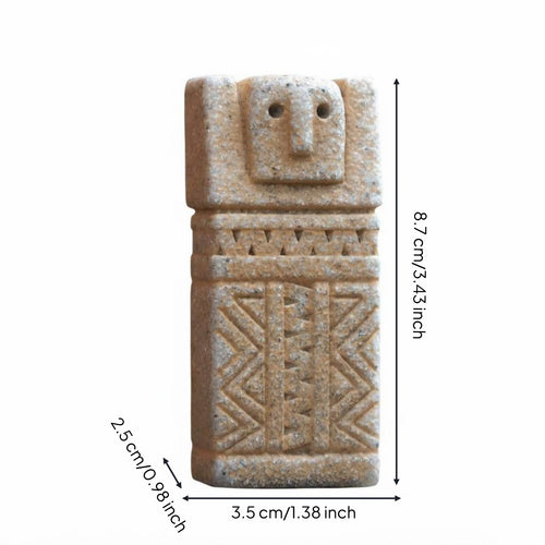 Balinese Stone Figurine South East Asian Rustic Stone Ornament Artistic Ethnic Carved Statue for Indoor Display, Tabletop