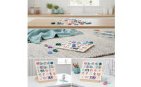 Wooden Letter Puzzle Educational Lowercase Letter Puzzle Pastel Toy for Preschoolers
