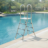 Above Ground Pool Ladder Stainless Steel Pool Ladder with Deck Anti-Slip for Families, Backyard Pools