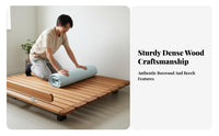 Space-Saving Headboardless Bed Frame Flush perimeter Headboardless Slatted Bed Base Minimalist Design Sleeping foundation Lowsilhouette for Small Apartment Dwellers, Minimalists, Students, Dorm Room