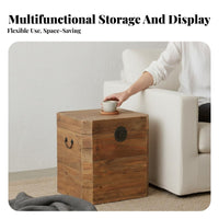 Decorative Wooden Trunk Wabi-Sabi Design Rustic Wooden Trunk Multi-Functional Hinged Lid for Interior Designers, Living Room
