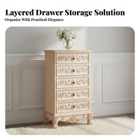5-Drawer Tall Chest of Drawers North American Country Aesthetic 5-Drawer Tall Chest Retro Design Distressed Finish