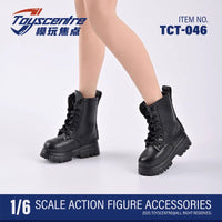 现货TCT-046 1/6女兵人马丁靴 黑色靴子鞋子 短靴空心无脚 模型