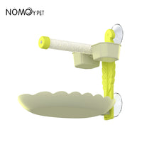 Suction Cup Parrot Perch with Feeding Cup and Waste Tray
