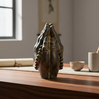 Buddhist Prayer Hands Figurine Bronze-Brown Prayer Hands Statue Antique Finish Freestanding Decorative Figurine