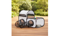 Ventilated Mesh Pet Playpen with Tunnel Portable Cat Tent with Tunnel Lightweight Foldable Dog Playpen Breathable for Cats, Travel