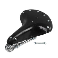 Vintage-Style Cycle Saddle with Springs Sprung Leather Cycle Saddle Riveted Retro Bike Seat Shock-Absorbing for Hobbyists, Commuters, Cruiser Bikes