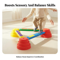 Develops Coordination Kids Balance Bridge Non-Slip Surface Kids' Modular Balance Path Indoor & Outdoor Play Sensory Stepping Stones Endless Configurations for Preschoolers, Toddlers, Kindergarten, Playroom