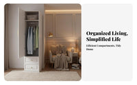 Creamy cream Finish Single Door Glass Wardrobe Modern Minimalist design Wardrobe with Glass Doors and Drawers French Inspired Bedroom Furniture Space-Saving Design for Homeowners, Apartment Dwellers, Renters, Guest Room, Cloakroom, Entrymethod