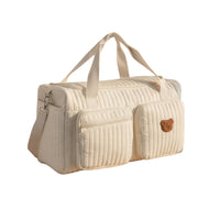 Quilted Travel Bag Padded Quilted Duffel Bag Multiple Pockets for Commuters, Parents, Nursery