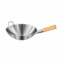 Food Grade Round-Bottom Wok Uncoated Stir-Fry Pan sturdy Duty Cookware No Synthetic Coatings for Home Cooks, Cooking aficionados, outdoor enthusiasts, Gas Stovetops, Commercial Kitchen, BBQ, Camping