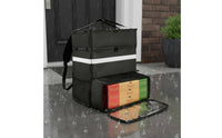 Portable Insulated Pizza Delivery Bag Waterproof Large Capacity Thermal Food Carrier Reflective Strips for Caterers, Picnics