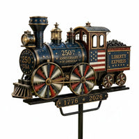 Train Rotating Wheel Ornament Painted Finish Stake-Mounted Lawn Train Star And