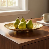 Raised Feet Oval Footed Tray Shallow Hammered Metal Tray Easy to Clean Textured Finish Artisan-Made for Tabletop Display