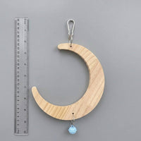 Parrot Swing and Parrot Perch with Large Moon Swing, Large Flower Mirror Cage Toy, Fir Wood Bird Swing and Wooden Perch for Small Pet Birds