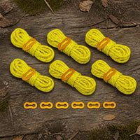 Windproof Camping Tent Rope Set with Buckles - 6-Pack, 4mm High-Strength Paracord