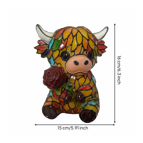 Cow Night Illuminating LED Stained-Glass Bovine Lamp USB-Powered Home Decoration