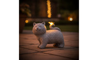 Cat Statue with Butterfly Illuminated Solar Cat Light Decorative for Patio, Lawn