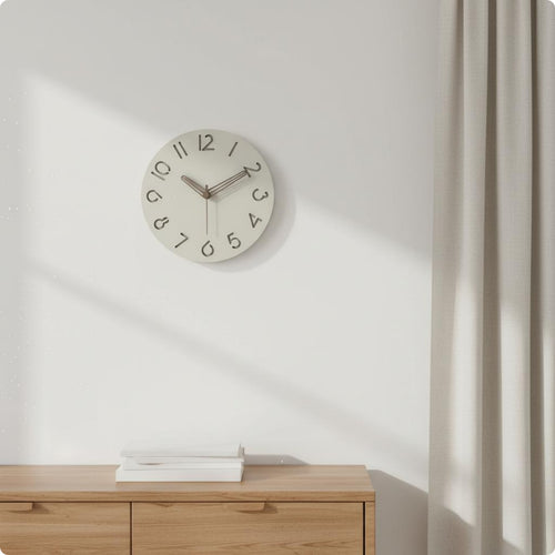 Cream Design Wall Timepiece Non-Ticking Quiet Wall Timepiece Easy to Read