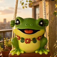 Frog Hanging Planter Hand-Painted Resin Frog Pot Handmade Feel for Patio