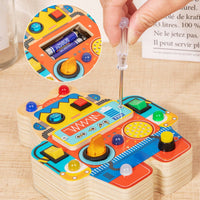 Layered Wood Robot Busy Board Printed Panel Handheld Busy Board Toy Tactile Colorful for Children