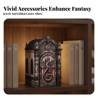 DIY Dragon Shelf Insert Scene Residence Kit Decoration Lighted 3D Wooden Puzzle Set