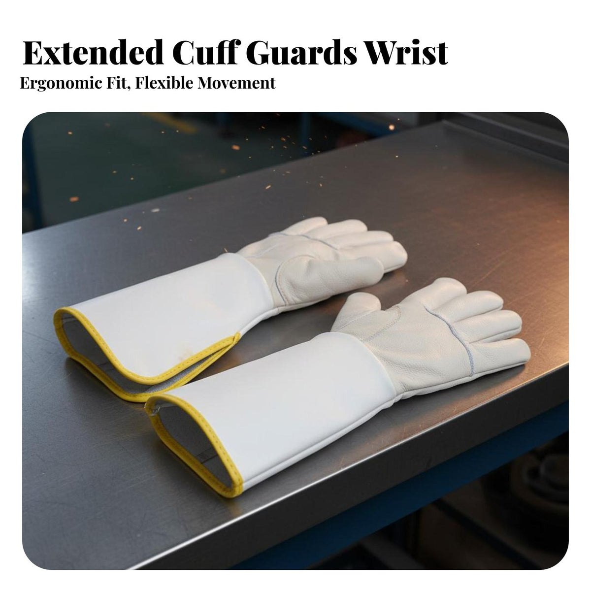 Retardant Metalworking Gloves Reinforced Protection Leather Metalworking Gloves Soft Cotton Lining for Blacksmiths, Industrial Workers