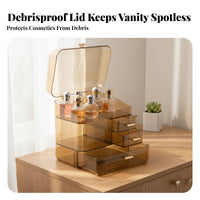 Clear Vanity Case with Drawers particleprotective Lid Makeup Holder Large Capacity