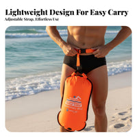 Aquatic Buoy Dry Bag Waterproof Storage Double Tow Buoy Swimming Safety Buoy Adjustable Waist Belt Inflatable Aquatic Buoy