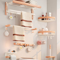 Cream Style Bathroom Towel Rack, No-Drill Installation, Foldable