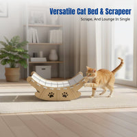 Rocking Cat Hammock Breathable Pet Lounger elevated-Ground Design Sturdy Frame for Bedroom, Balcony, Outdoors