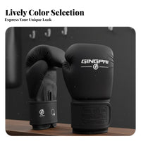 2 Pieces Microfiber Leather Boxing Gloves Shock Absorption Muay Thai Gloves Thickened Padding Combat Sports Gear Secure Wrist Support for Women, Adults, Professionals, Training, Gym