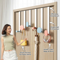 Bedroom Over-the-Door Hanger, Waterproof Carbon Steel Door Hangers for Coats and Hat Hooks, Removable Universal Rack with 10kg Capacity
