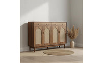 Rattan Footwear Storage Unit Retro Wooden Design Storage Cabinet with Drawers Large Capacity Entryway Shoe Storage Bench for Hallway, Living Room