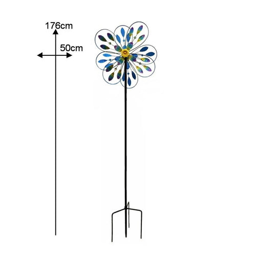 Colorful Flower sculpture Waterproof Yard Pinwheel Easy to Install Outdoor Decoration for Park