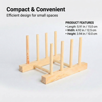 Wooden Dish Rack for Kitchen, Bamboo Plate Rack for Counter, Modern Minimalist Dish Stand, Kitchen Cabinet Organizer for Plates, Dish Drainer Bamboo