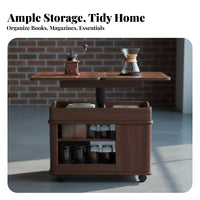 Lift-Top Rolling Storage Table Rotating Tabletop Household Furniture for Bedroom
