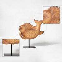 Decorative Aquatic Creature Sculpture with Metal Stand Textured Decor Unique