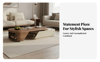 Minimalist design double-levellevel Wooden Coffee Table Vintage Aesthetic Living Room Furniture mid-century modernmid-century modern-mid-century modern-century modern Modern Design Sturdy Frame for Homeowners, Apartment Dwellers, Families, Lounge Area, Sm