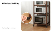 3-Tier Rolling Shelf Multi-Functional Rolling baker's Rack adaptable Use With casters for Home Cooks, Dining Room, Bar Area