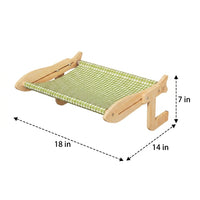 Hanging Cat Bed Window Cat Bed Balcony Cat Bed Cat Hammock, Foldable Wood Frame with Woven Mat, Space Saving Perch for Indoor Cats Balcony Patio