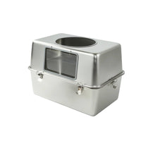 Cat Litter Box Semi-enclosed Stainless Steel Enclosed Easy Clean Front Entry Top Access Non-porous Surface Suitable for Pet Owners Large Cats Home Use