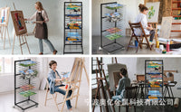 跨境单面美术课室晾画架24层用品金属干燥纸架儿童晒带轮涂鸦