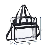 Zip-top Tote Bag Transparent Tote Boxy Waterproof Clear Shoulder Bag Zip Pocket Transparent Stadium Tote Shoulder Strap Travel Bag Carry Bag Shopping Bag Structured Design Suitable for Work Outdoor Events Markets